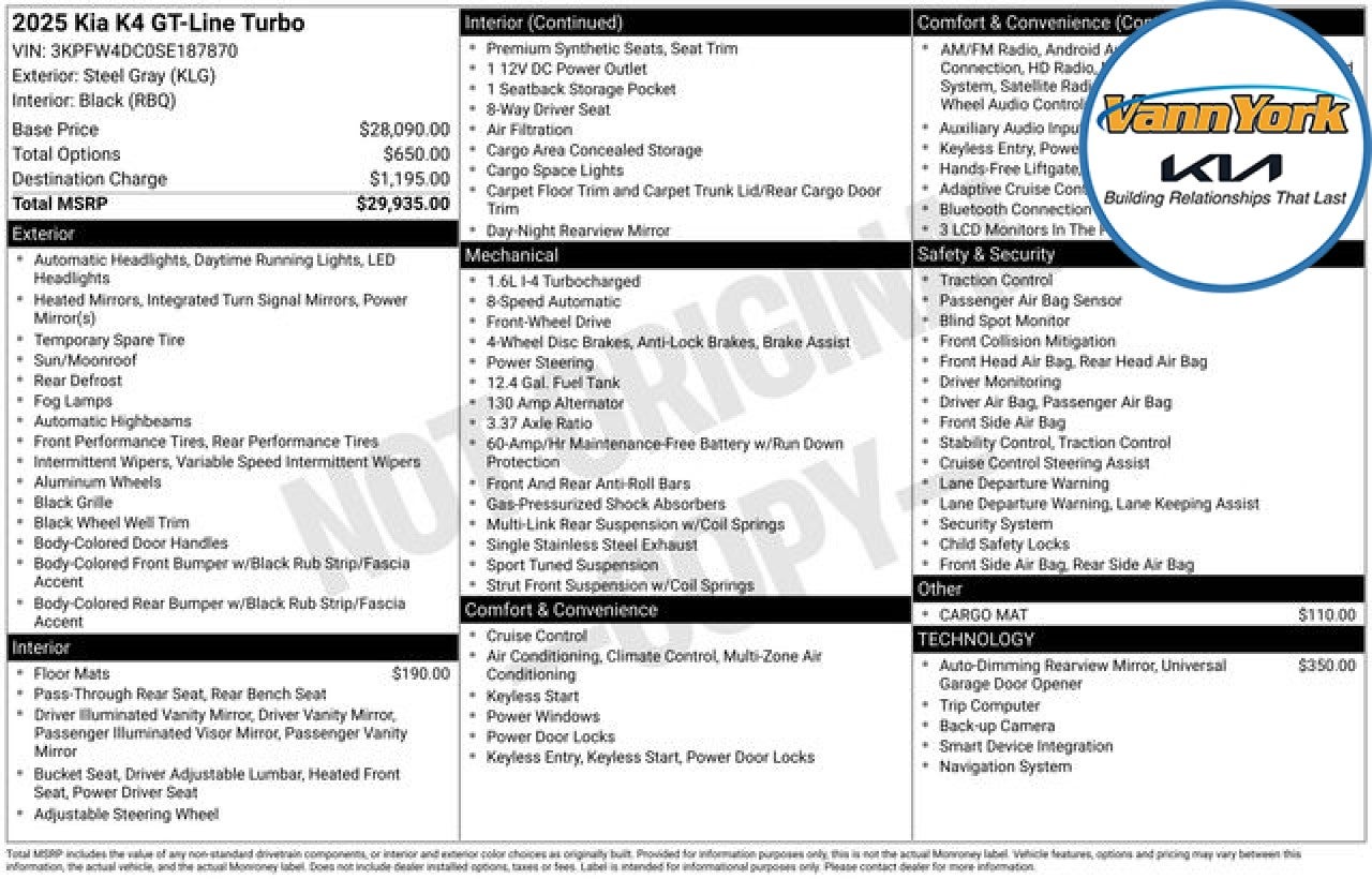 2025 Kia K4 GT-Line Turbo