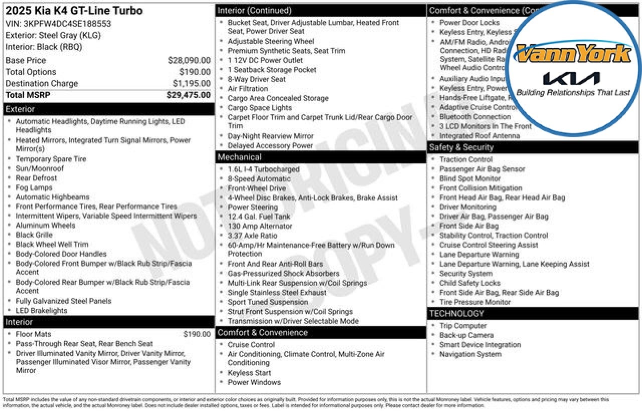 2025 Kia K4 GT-Line Turbo