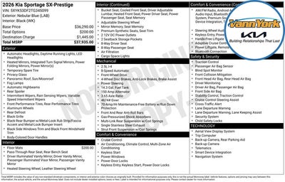 2026 Kia Sportage SX-Prestige