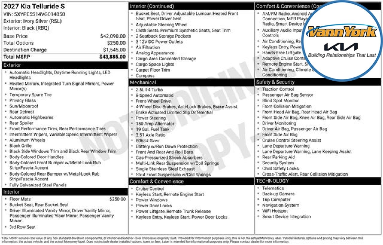 2027 Kia Telluride S