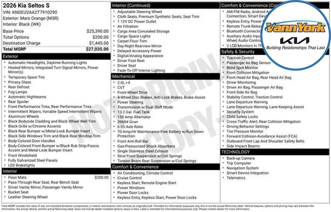 2026 Kia Seltos S