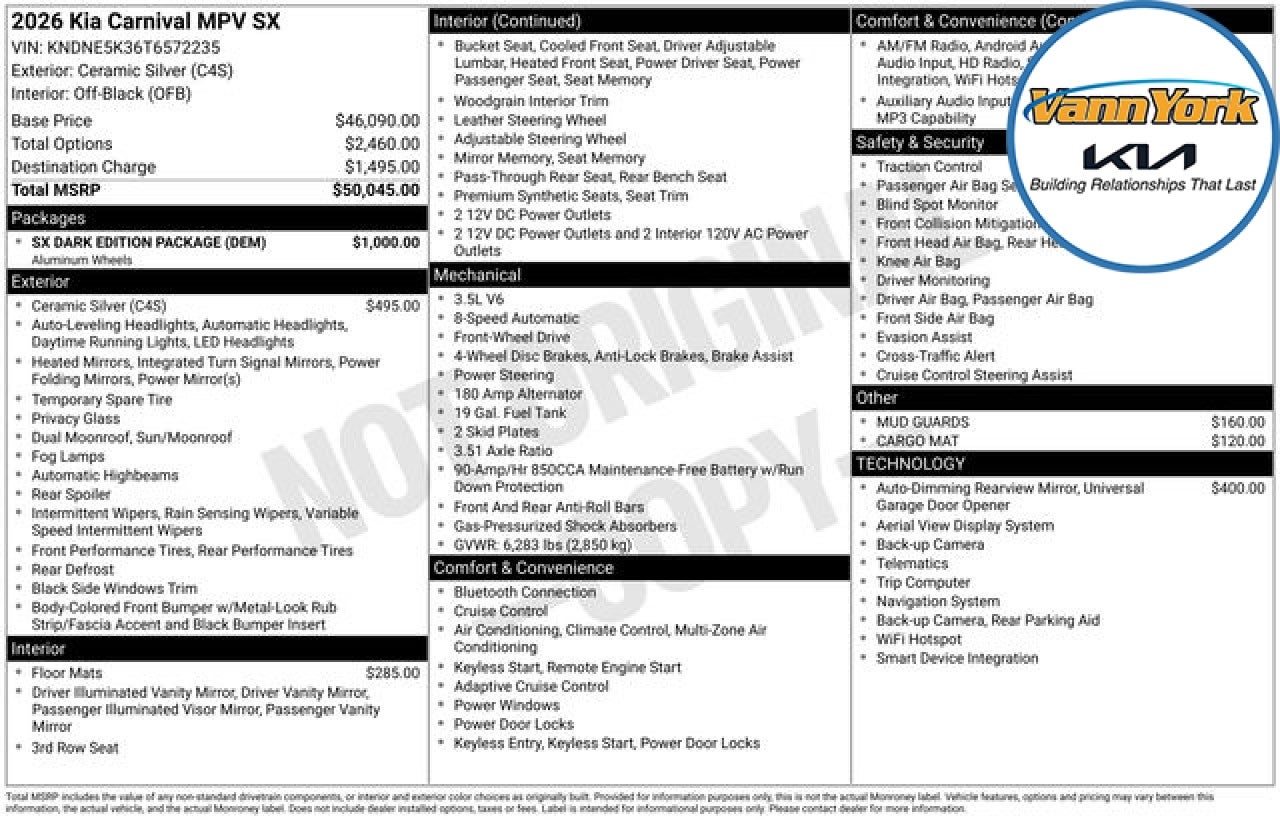 2026 Kia Carnival SX