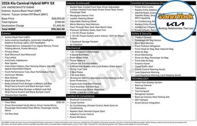2026 Kia Carnival Hybrid SX