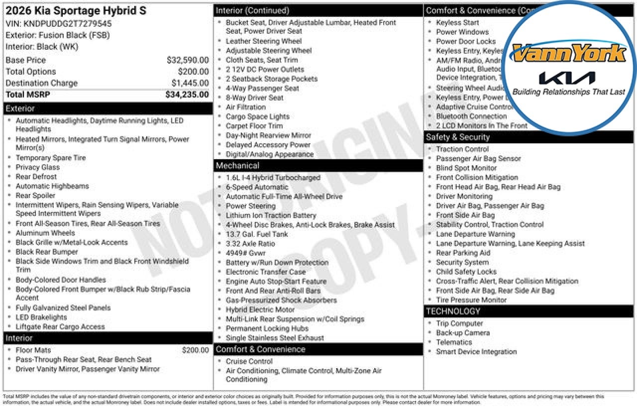 2026 Kia Sportage Hybrid S